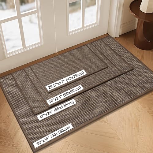 LEKEEPGO Door Mat 17"x29", Non Slip Door Mat Indoor Entrance, Rubber Backing Indoor Door mats Washable Absorbent Low-Profile Doormat Front Entryway Entry Resist Dirt Inside Door Mats, Brown - color: Coffee, size: 1'5" X 2'5" (Rectangular)