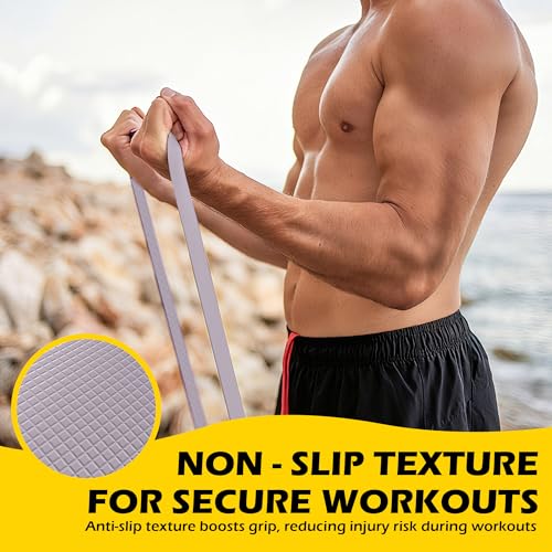 Pull Up Bands, Resistance Bands Set for Pull-Up Assistance, Exercise Bands with Door Anchor & Grip Pads for Men & Women Working Out, Physical Therapy, Muscle Training - color: Grey