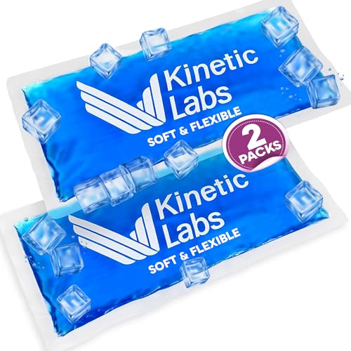 Ice Packs for Injuries Reusable (2 Pack) – Flexible Gel Ice Pack for Knee, Shoulder, Back – Soft Hot & Cold Therapy – Kinetic Labs - size: Regular (Pack of 2)