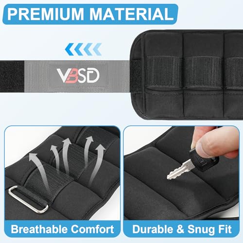 VBSD Adjustable Ankle Weights for Men Women, 2 4 6 8 10 lbs 1 Pair Leg Weight Straps, Weighted Ankle Weight Set with Removable Sandbags for Walking Running Yoga Physical Therapy Gym Home Workout - color: Black, size: 3.5LBx2