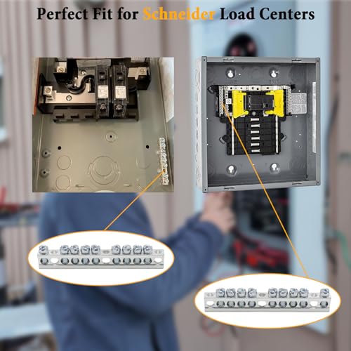 Ground Bar Kit for Square D 2 Pack | 9 Terminal Grounding Bar Compatible with Schneider Electric Load Centers - size: 9 Terminal