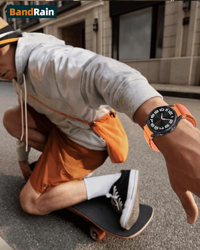 One Click Alpine Loop Bands Compatible with Samsung Galaxy Watch 7 Band/Galaxy Watch 6 4 5 FE Band 40mm 44mm/Watch 6 4 Classic 47mm 43mm 42mm 46mm/5 Pro 45mm, 20mm No Gap Nylon Sport Strap for Men - color: 1#Orange