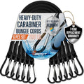 Extra Long Bungee Cords with Carabiner Hooks - Large Heavy Duty Outdoor Black Bungie Straps Set of 6 Pieces 72 Inch - size: Black 72” (6 Piece)