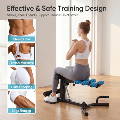 OLIXIS Deep Squat Machine for Women, Adjustable Glutes & Leg Exercise | 300 lbs Weight Capacity All-in-One squat Trainer with Push Up Handles, Compact Home Gym Workout Machine, Black & Blue