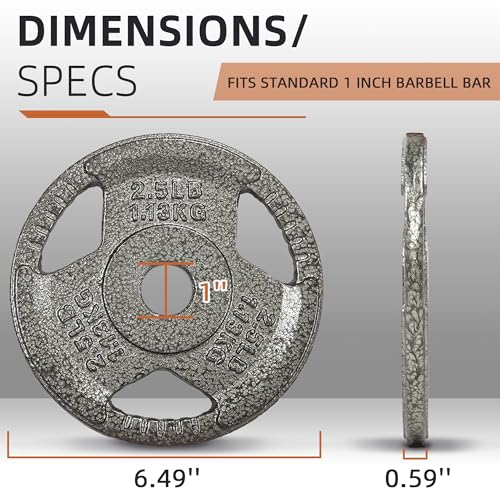 Fitvids 1 Inch Standard Barbell Weight Plates, 2.5 LB to 45 LB Plates for Home Gym Strength Training, Triple-handle Design - style: 2.5LBx 4