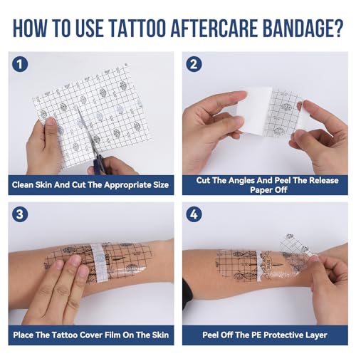 Pamiou Second Skin Tattoo Cover - 6 Inches x 2 Yards Tattoo Aftercare Bandage | Breathable, Waterproof, Transparent, Latex-Free Film, Matte Finish