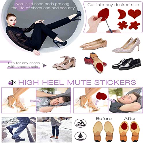 Non Slip Shoes Pads Self-Adhesive Shoe Grips Rubber Anti-Slip Shoe Grips Sole Stick Protector (Red-5Pairs) - color: Red-5pairs