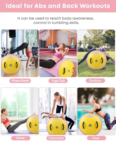 Air Barrel - Air Roller Gymnastics Barrel for Back Handspring Trainer, Air Tumble Mat with Pump for Gym Training/Yoga Balance Exercise/Cheerleading/Home and Outdoor Use - color: Purple + Yellow, size: 39.4x23.6inch