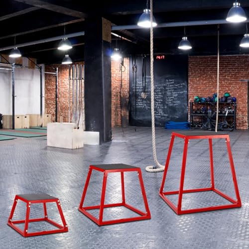 Plyometric Jump Box, Jumping Trainers Heavy-Duty Steel Plyo Boxes with Rubber Pad for Home Gym, Jump Platforms Step Up Box, Conditioning Strength Training 12"/18"/24"/30" - size: 12+18+24 Inch