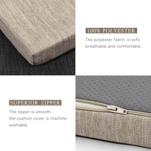 baibu 36 Inch Non-Slip Indoor Outdoor Bench Cushion with Ties, Classic Solid Color Rectangle Bench Seat Cushion Standard Size Foam Pad with Machine Washable Cover (Beige, 36x15x1.5in) - color: Beige, size: 36x15x1.5 Inch (Pack of 1)