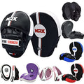 MRX Gel Tech Boxing Hook & Jab Pads MMA Focus Punching Mitts Training Thai Kick Strike Shield Curved Black/White - color: New Black/White