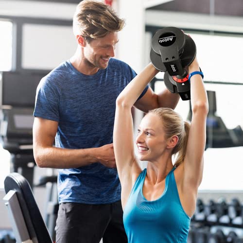 AOTOB Adjustable Dumbbell Set 25/55 Lbs (Pair), Fast Weight Adjustment with Anti-Slip Turning Handle, Space-Saving for Home Gym, Strength Training Equipment for Men & Women - color: 25lbs Black-Pair-Prime