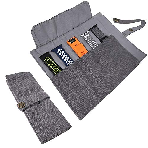 YOOSIDE Watch Band Accessories,Smart Watch Band Cotton Canvas Protable Storage Bag Case Pouch Organizer-Compatible with Apple Watchbands, Garmin Watch Band, Samsung Watch Band etc,