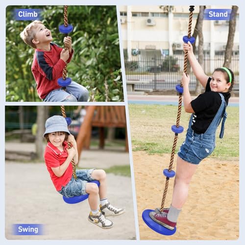 RedSwing Kids Swingset Bundle,Trapeze Swing Bar and Climbing Rope Swing, Kids Swingset Heavy Duty Coated Chains with Carabiners, Outdoor Play Playground Accessories, Blue - color: Blue + Blue