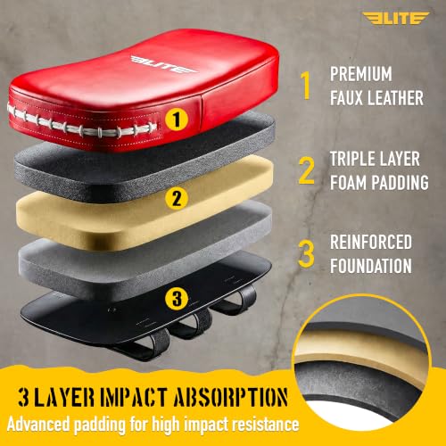 Elite Sports Muay Thai Kickboxing Training Pad for Kickboxing, MMA, Taekwondo, Karate. Ideal for Punches, Knees, and Kicks in Martial Arts Training (ONE PAD ONLY) - color: Solid Red