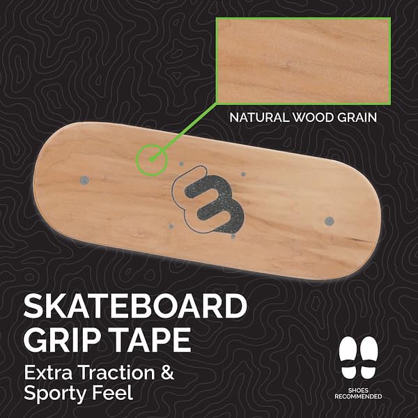 Whirly Board Wide 360˚ | Standing Desk Balance Board | Wobble Board Portable Home Gym | Snowboard Training | Surf trainer | Balance Board for Kids & Adults | Core Balance Trainer - color: Clear Skateboard Grip Tape