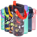 Elemental Water Bottles for Kids - Splash Kids Water Bottle for School with Pop-it Handle - BPA Free Tritan Plastic Water Bottle with Straw Leak Proof when Spout is Closed - Construction - 18oz - color: Construction