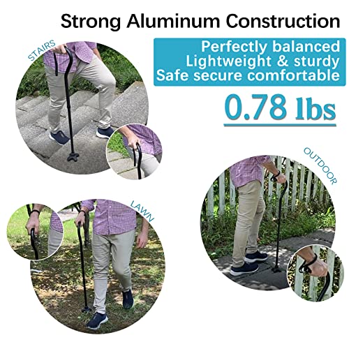 Walking Cane Foldable for Men & Women Seniors for Balance,Self Standing Folding,Height Adjustable Anti-Slip Lightweight Alloy Walking Stick for Travel Mobility Aid - color: Matte Purple Offset Handle