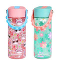 Elemental Leak Proof Water Bottles for Kids - Splash Kids Water Bottle for School with Pop-it Handle - Tritan Plastic Water Bottle with Straw - Stylish Cat & Spring Blossom - 18oz (2 Pack) - color: Duo - Stylish Cat / Spring Blossom
