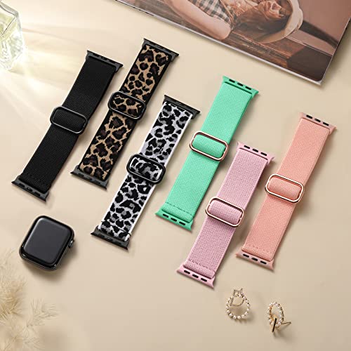 Maledan 10 Pack Elastic Nylon Bands Compatible with Apple Watch Band 42mm 44mm 45mm 46mm 49mm Women Men, Soft Stretchy Braided Solo Loop Accessories for iWatch Ultra Series SE/11/10/9/8/7/6/5/4/3/2/1 - color: Black/White/Light Gray/Red/Mint Green/Orange/P