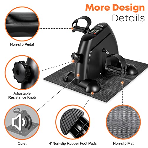 Mini Exercise Bike, AGM Under Desk Bike Pedal Exerciser Foot Cycle Arm & Leg Pedal Exerciser with LCD Screen Displays - color: Black