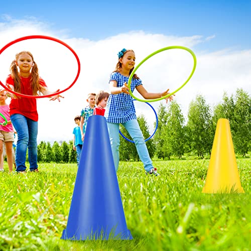 Hoteam 30 Pieces 9 Inch Traffic Cones Plastic Sport Agility Training Safety Cones Soccer Practice Equipment for Basketball Football Drills Exercise, Outdoor Activity and Events - color: Multicolor