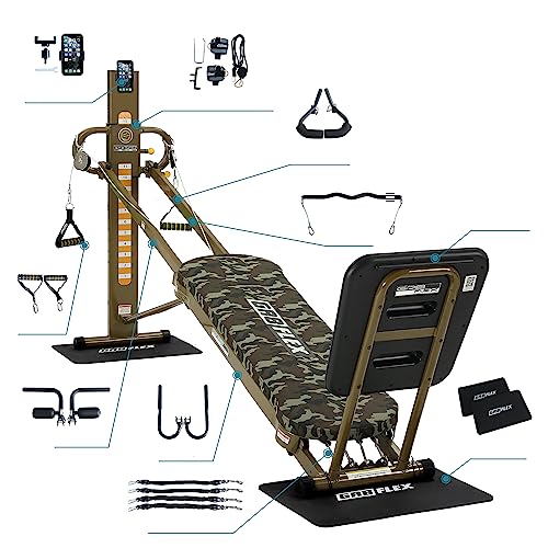 GR8FLEX Performance Gym for Total Over 100 Exercises, Multi-Functional Workout Machine, High Performance Strength Training, Cardio, and Full Body Fitness Equipment for Home Use - style: Military Model