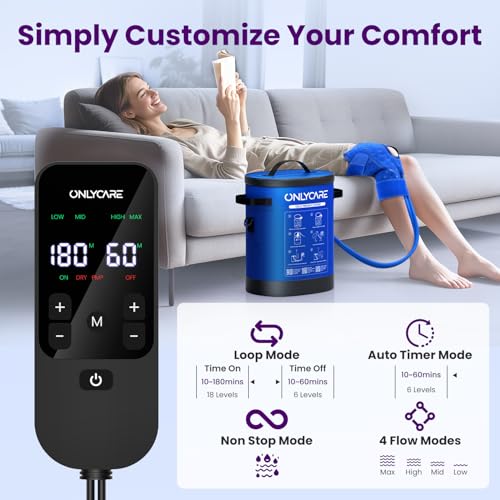 ONLYCARE Cold Therapy Machine, Ice Machine for Knee After Surgery,Dark Blue | Portable Machine with Quiet Pump, Large Cold Pad for Ankle, Arm Joints, Sports Injuries, Cryotherapy Pain Relief - color: Dark Blue