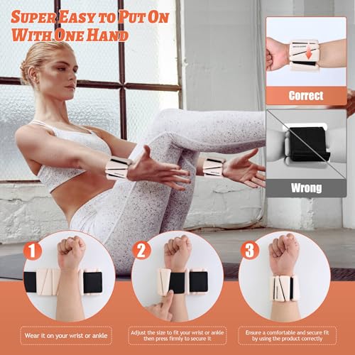 BECOJADDE Ankle Weights for Women Wrist Weights Set of 2 (1 lb/2 lb Each) Adjustable Arm Leg Weight for Womens Men Suitable for Walking Swimming Running Pilates Yoga Gym - color: Cream Beige, size: 2lb Pair (1lb Each)
