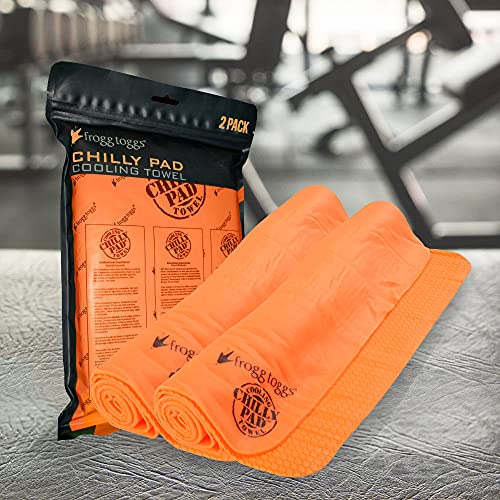 FROGG TOGGS Chilly Pad Cooling Towels, 2 Pack, 33" x 13" - color: Orange - 2 Pack