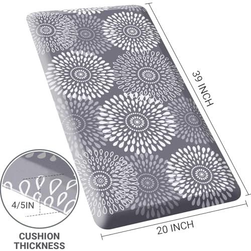 LuxStep Kitchen Mat Waterproof Kitchen Rugs for Floor Cushioned Anti-Fatigue Mat Non-Slip Standing Desk Mat Comfort Floor Mats for House Sink Office 20" x 39"-4/5 Inch Grey - color: Grey, size: 39"L x 20"W x 0.8"Th