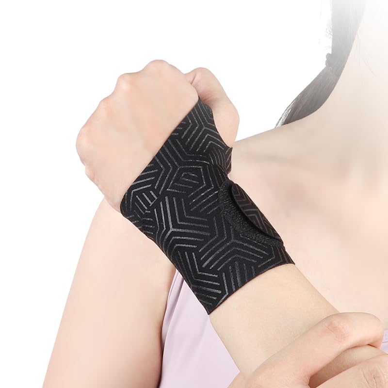 2 Pack Wrist Support Brace for Carpal Tunnel Pain Relief, Ulnar Wrist wraps for Tear, Repetitive Wrist Use Injury, Ultra Thin Soft Elastic Seamless Printing Design Fit Left or Right Hand, Small and Medium Hands Sizes