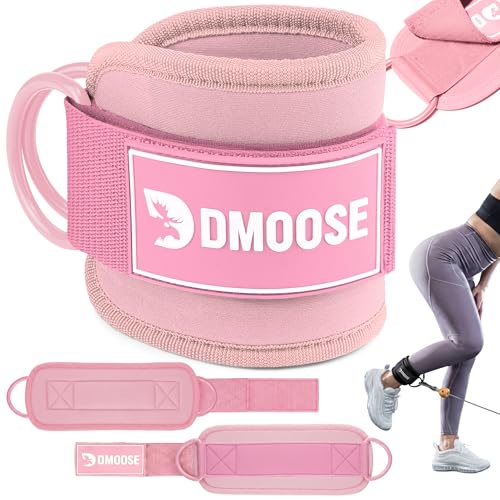 DMoose Ankle Strap for Cable Machine - One Size Fit with Premium Padding, Workout Kickback Ankle Cuffs, Ankle Bands for Working Out, Booty Workouts, Leg Extension, Hip Abductors & Lower Body Exercises - color: Bubblegum Pink - Single