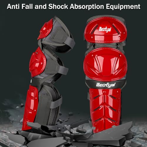 Baseball Softball Catcher Leg Guards Shin Guards for Youth Adult - size: 12"-Youth Red