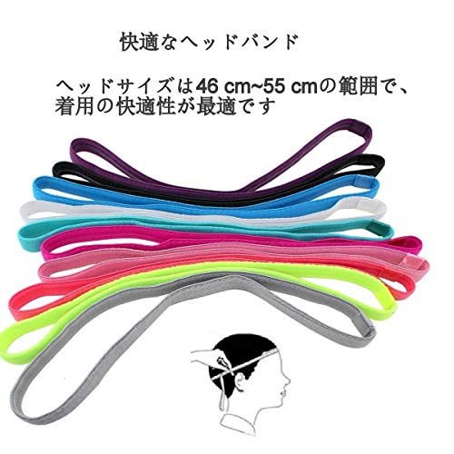 Girls Sport Headbands Non-Slip Hairband - Athletic Grip Elastic Single Skinny Sweatbands for Guide Sweat When Running Soccer Basketball Yoga Tennis Cycling 10 Pack - color: 10 color mixing