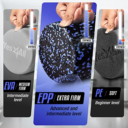 Yes4All High-Density EPP Round Back Roller Foam, Exercise Foam Roller for Yoga, & Pilates, Multiple Sizes and Colours, Blue Speckled - 24 inches - color: Blue Speckled, size: 24-inch (Pack of 1)