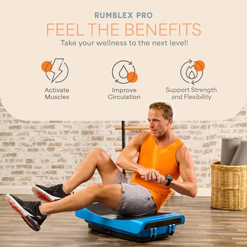 Lifepro Rumblex Plus/Pro 4D Vibration Plate Exercise Machine with 60 Speeds | 3 Motors, 7 Training Modes, Bluetooth Speaker, Wristband Remote — Vibration Plate for Lymphatic Drainage, Muscle Activation - color: Blue, size: Large