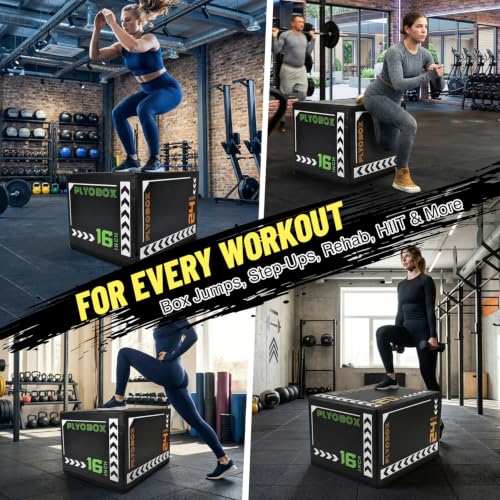 Soft Plyo Box 12/14/16 in Foam Jump Trainer for Home Gym - size: 24+Black