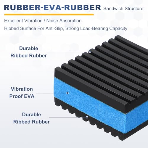 HARFINGTON 4Pcs Rubber Anti-Vibration Pads 2" x 2" x 7/8" Heavy Duty EVA Vibration Isolation Mats for HVAC Washers Compressors Treadmills Air Conditioner - size: 2"