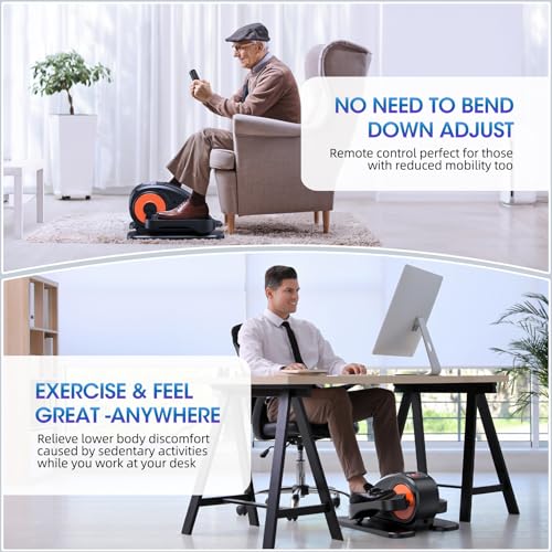 GUGTTR Under Desk Elliptical Machine, Electric Seated Pedal Exerciser, Leg Exerciser for Seniors Fully Assembled with 12-Speeds & Remote Control, Portable Quiet Elliptical Machine for Home Office
