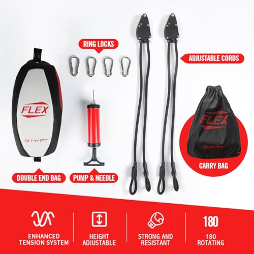 Flex Double End Punching Bag - Bungee Cords w/Special Flex Adjustable System - Durable Bladder Speed Bag - Boxing Training Equipment for Adults - Home Gym Accessories - style: Round