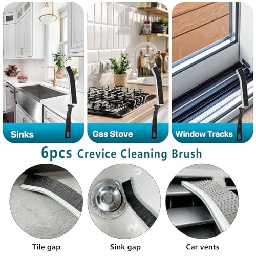 12Pcs Crevice Cleaning Brush Set,Hard Bristle Cleaning Supplies for Kitchen, Bathroom, Corner, Grout, Sink, Cup, Teapot, Bottle, Blender
