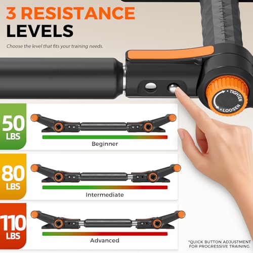 Twister Arm Trainer, 3-Mode Chest Exerciser with Push Up Bars | 50/80/110 LBS Resistance, Power Twister Bar, Upper Body Workout Equipment, For Home Gym, Chest Arms Shoulders