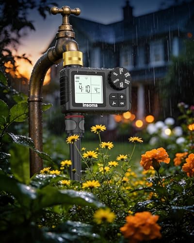 Water Timer for Garden Hose with 100% Metal Pipe, Programmable Sprinkler Controller for Garden Faucet with Auto/Manual/Rain Delay Mode, Irrigation Timers for Lawn, Yard, Outdoor Plants - size: 1 Zone-Metal Pipe