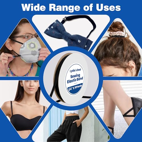 Elastic Band for Sewing 1/4 Inch Wide 10 Yards, Durable & Soft High Elasticity Stretch Elastic Bands Cord for Sewing, Waistbands, Pants, DIY Crafts, Black - color: Black, size: 1/4 Inch * 10 Yards