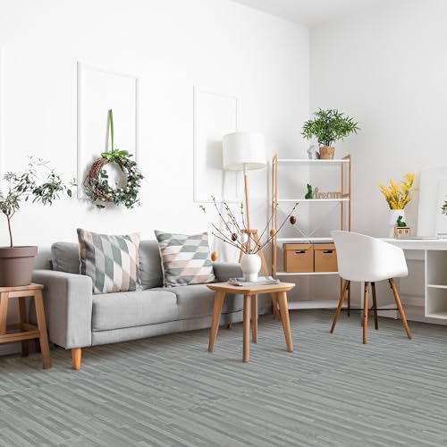 Sorbus Wood Grain Floor Tiles Foam Mat EVA Interlocking Mats Tile 3/8-Inch Thick Flooring Wood Puzzle Exercise Mats w/Borders - Home Playroom Basement, Apartment, Trade Show, Baby, Dance - color: Grey, size: 24 Pack