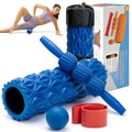 5 in1 Foam Roller Set, Trigger Point Foam Roller, Massage Roller Stick, Massage Ball, Resistance Band for Deep Muscle Massage Pilates Yoga,Fitness Exercise for Whole Body (Pure Blue) - color: Pure Blue