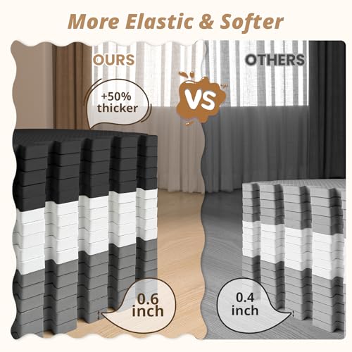 36Pcs Baby Play Mat for Floor, Foam Floor Tiles for Kids with Interlocking, Squares Foam Puzzle Carpet for Playroom,Crawling Rug for Babies 6-12 Months,Toddlers,11.8*11.8*0.6In Each (Gray-black-white) - color: Gray-black-white, size: 36 PCS