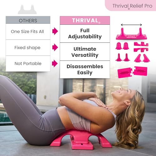 Thrival Relief Pro - Fully Adjustable Psoas, Back and Hip Flexor Muscle Release Tool with Thrival App for Targeted Routines, Deep Tissue, Trigger Point Massage (Pink) – Made in USA - color: Pink, size: Thrival Relief Pro