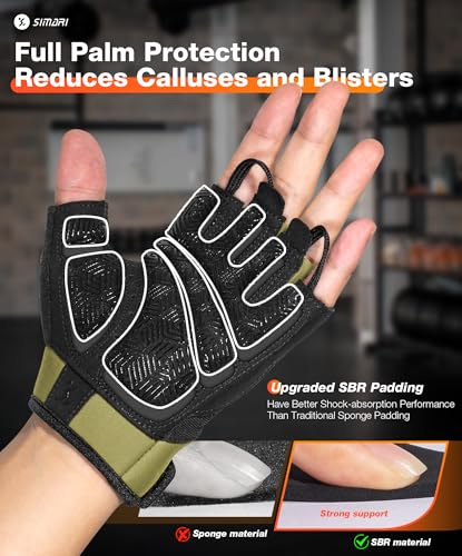 SIMARI Breathable Workout Gloves with Cushion Pad/Grip/Reduce Calluses, Weight Lifting Gloves for Gym Exercise, Cycling, Weightlifting Training, Fitness, Pilates, Kayaking, Gift for Men & Women - color: 4-Green, size: X-Small